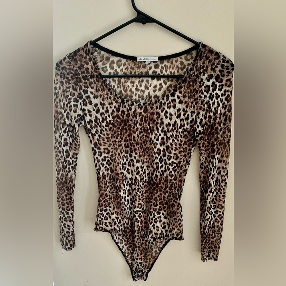 Charlotte Russe Leapord Print S See-through Bodysuit